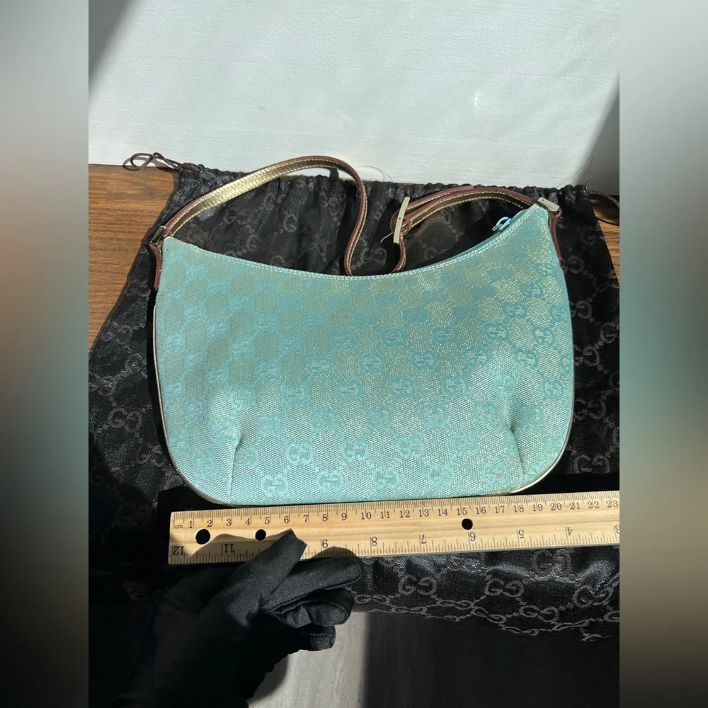 Auth🩵Vintage Gucci Shoulder Bag. Tiffany blue - Picture 6 of 8